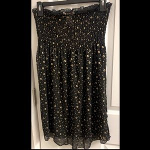 Black with gold spot accents, stretch swimsuit cover up - Juniors - Large